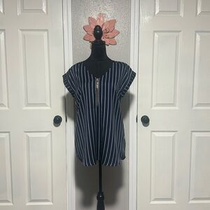 Express navy blue & white striped dress shirt - size medium